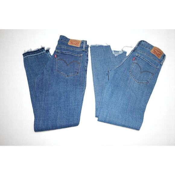 Levi’s 711 Skinny Ankle Jeans Bundle – Size 26 – Raw Hem Distressed Stretch - Picture 4 of 16